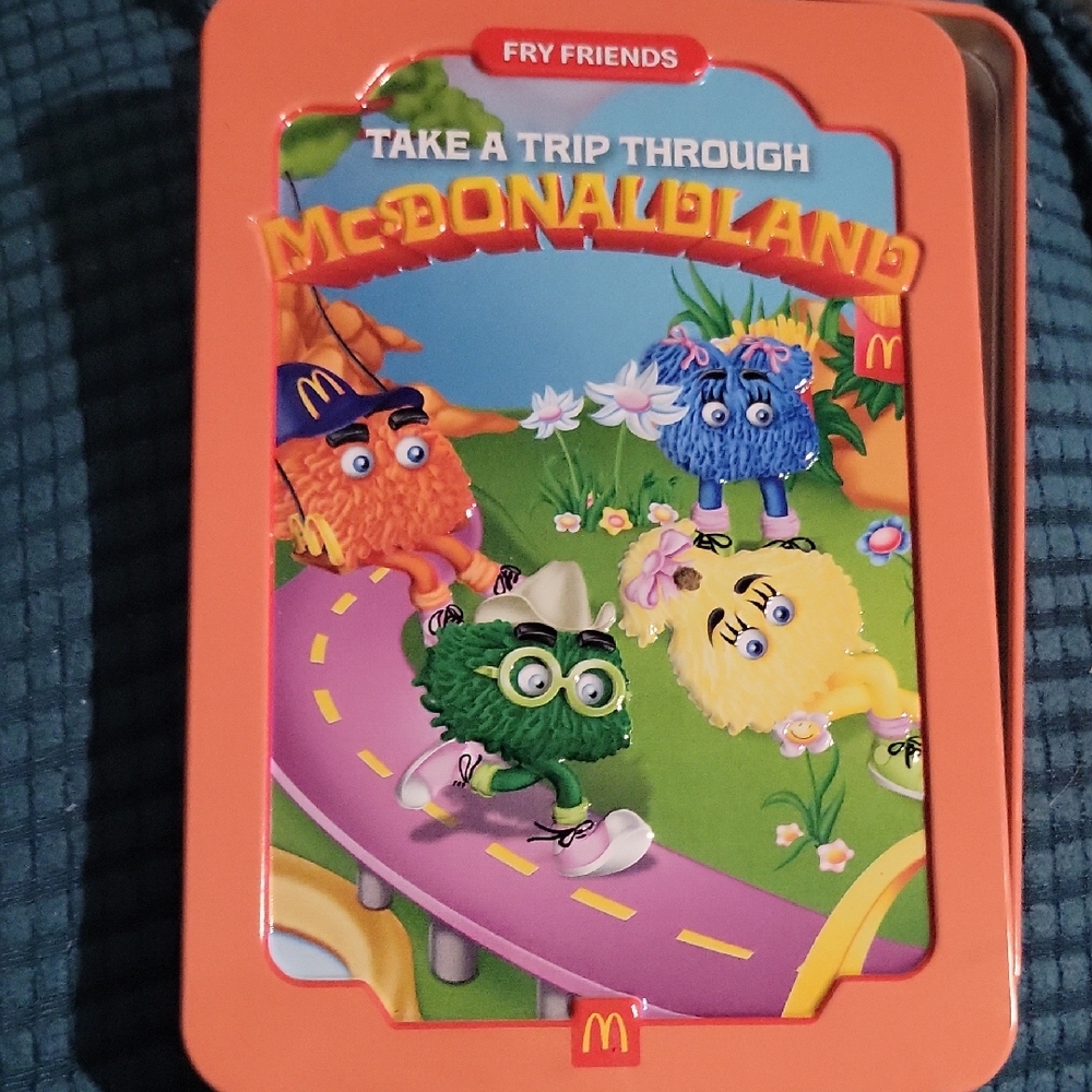 Adult Happy Meal McDonald's Fry Friends Adventure Tin with stickers & postcards